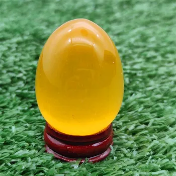 1БР Голям Жълт Камък Котешко Око с Формата На Яйце Проба Скъпоценен Камък Crystal Исцеляющий Рейки Естествени Камъни и Минерали
