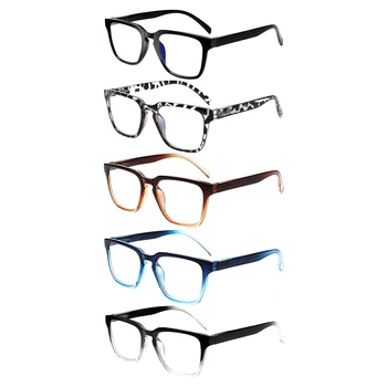 Boncamor 5 Опаковки Синьо-Екранировка на Очила За Четене За Мъже и Жени с кутия пролетта Панти, Анти-UV, Компютърни Оптични Очила За Очила