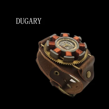 DUGARY Тенденция Мъжки Часовници с кварцова намотка, оригиналът е Водоустойчив Мъжки Часовник в стил Steampunk, Бизнес японски механизъм, каишка от телешка кожа