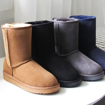 G & Zaco/ Луксозни дамски ботуши на овечьем меху, Класически обувки от естествена овча кожа, Зимни Обувки, кожени вълнена обувки, Дамски Зимни велурени обувки