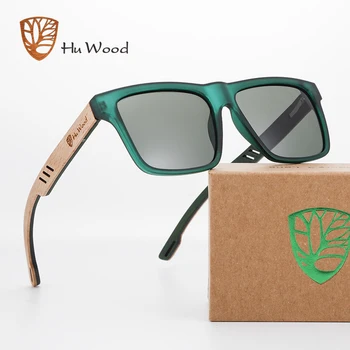 Hu Wood 2020 Нови Висококачествени Квадратни Слънчеви Очила Мъжки Поляризирани UV400 Модни Слънчеви очила с Огледално Спортни слънчеви очила За Шофиране oculos
