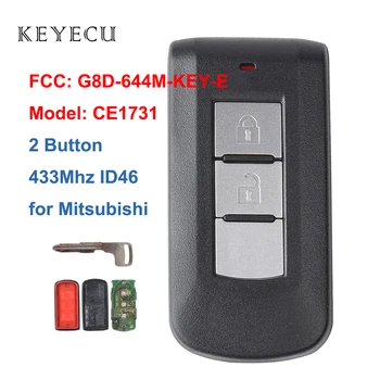 Keyecu Умно Дистанционно Ключодържател 2 бутона 433 Mhz PCF7952 ID46 за Mitsubishi Lancer ASX, Outlander FCC: G8D-644M-KEY-E