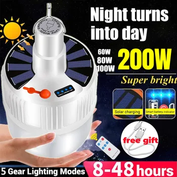 Led Лампа за Къмпинг със слънчева Зареждане, Энергосберегающая Лампа, Нощен Пазарната Лампа, Мобилна Спасителна Лампа за прекъсване на тока На открито