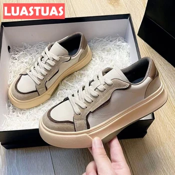 LuasTuas/Нови постъпления, Женски маратонки от естествена кожа, Боядисана Пролетно Дамски обувки, Модни и Ежедневни Ежедневни обувки, обувки Размер 35-40