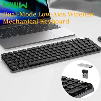 MIIIW K10 Двухрежимная нисък профил ультратонкая механична клавиатура Pro Безжична Bluetooth и 2,4 Ghz Офис и детска клавиатура