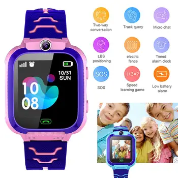 Q12B Детски Умен Часовник е Водоустойчив SOS Гривна Телефон Часовник За Деца, Момчета, Момичета Паунда Позициониране За Android и IOS 2G СИМ-Карти