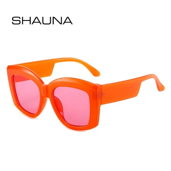 SHAUNA Ins-Популярните Модни Извънгабаритни Квадратни Дамски Слънчеви Очила Ретро Ярки Нюанси UV400 Мъжки Тенденция Слънчеви Очила