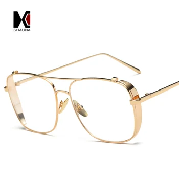 SHAUNA Ретро 3 Цвята За Жени В Стил Пънк Обичайните Рамки За Очила Марка Дизайнерски Модни Обувки За Мъже Квадратна Метална Дограма за Прозрачни Лещи Очила