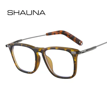 SHAUNA Ретро Квадратен Анти Синя Светлина TR90 Метални Рамки За Очила Дамски Пружина на Линия Оптични Рамки За Очила
