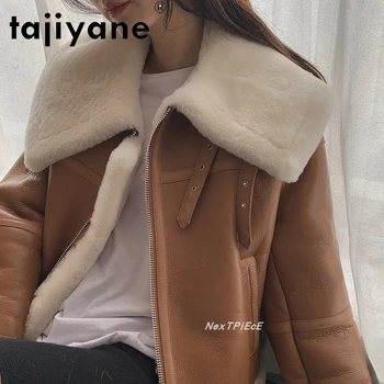 Tajiyane 2022 Зимни Палта от 100% естествена Агнешка кожа, Дамски Модни Топли Дебели Вълнени и Кожени Якета с Подплата, Jaqueta Feminina Gmm768