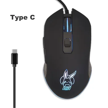 USB-C mute цветна светещ мишка за лаптоп type C компютърна мишка за игри на мишката