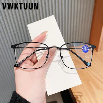 VWKTUUN Анти-Син Лъч Светлина Очила Извънгабаритни Бизнес Очила без Рамки Мъжки Очила От Оптичен Сплав Предписани Очила