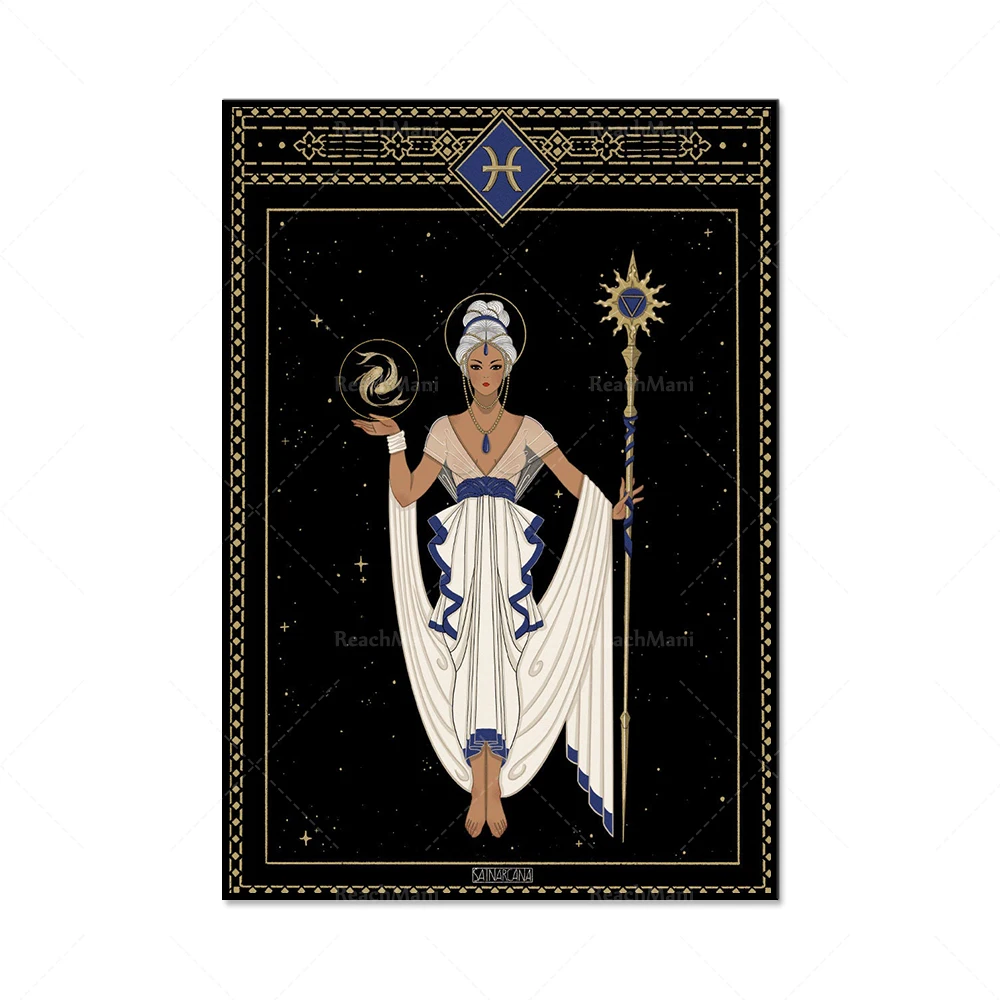 12 съзвездия на изкуството, хороскоп украса, зодиак подарък богинята на изкуството на плаката украса платно платно дом уникален подарък Изображение 1