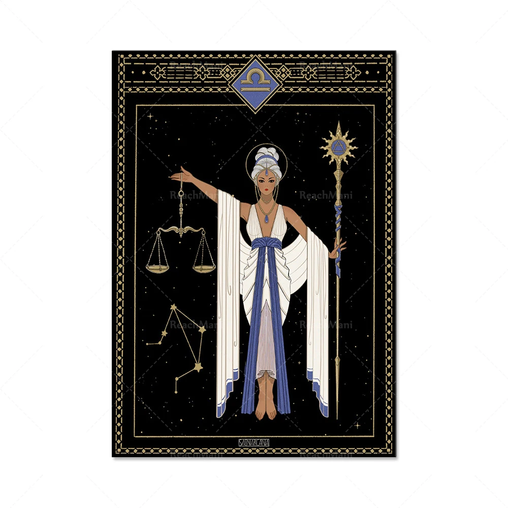 12 съзвездия на изкуството, хороскоп украса, зодиак подарък богинята на изкуството на плаката украса платно платно дом уникален подарък Изображение 2