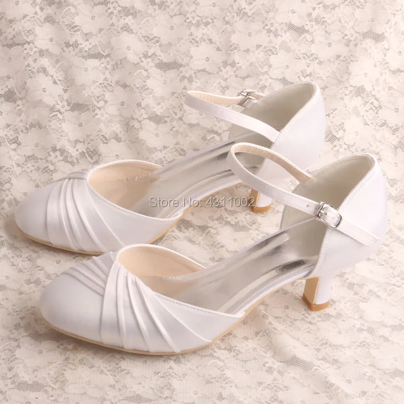 22 Цветове Дамски Обувки Малки Размери Бели Обувки На Булката За Ниска Пета Мери Джейн Изображение 1