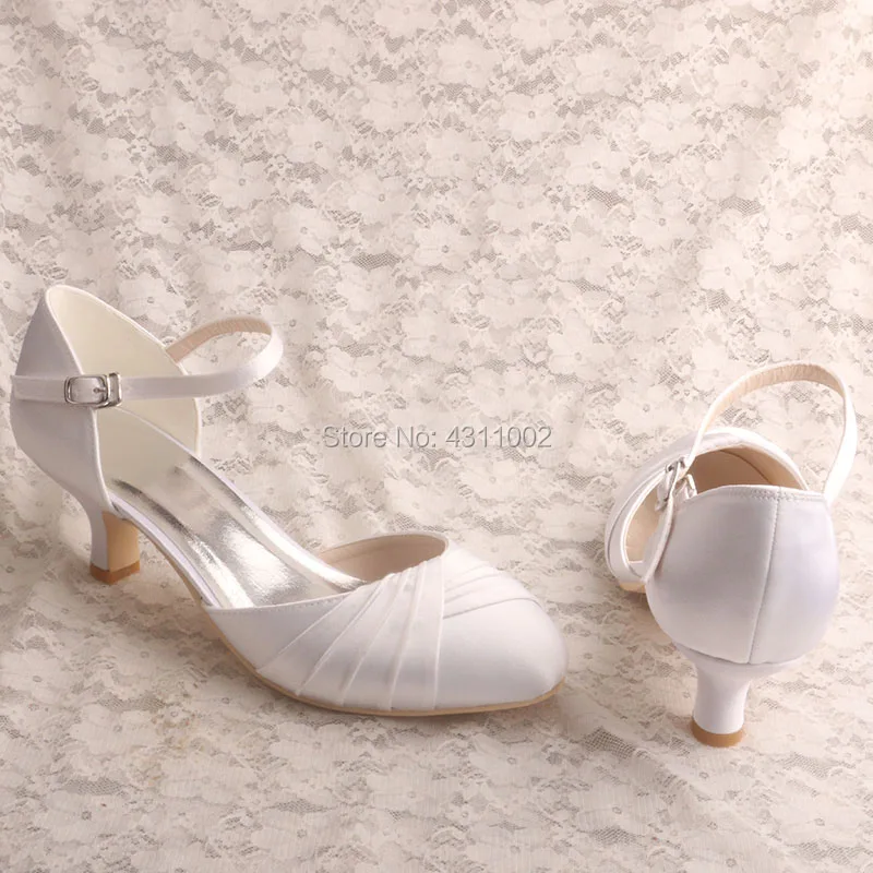 22 Цветове Дамски Обувки Малки Размери Бели Обувки На Булката За Ниска Пета Мери Джейн Изображение 2