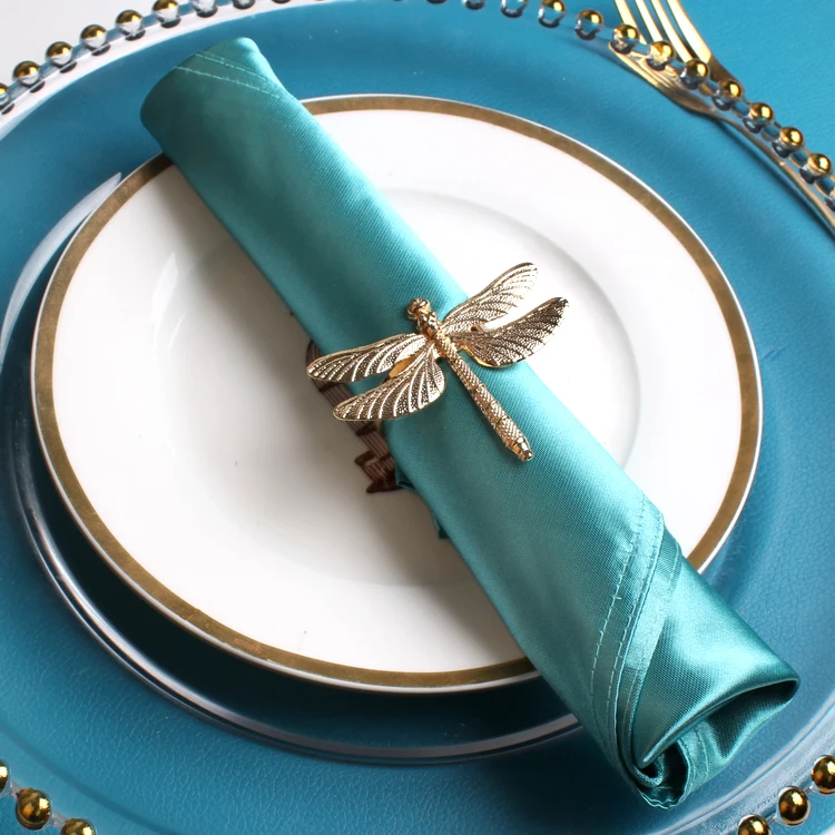 6шт Скандинавски стил сватба високо качество тъпо златни кончета салфетка обтегач пръстен за салфетки Изображение 2
