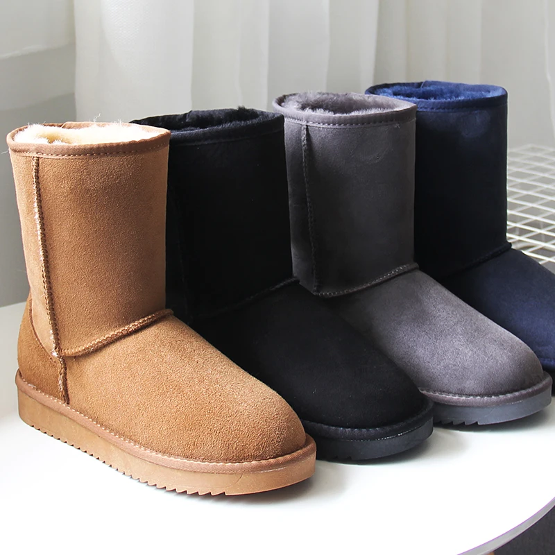 G & Zaco/ Луксозни дамски ботуши на овечьем меху, Класически обувки от естествена овча кожа, Зимни Обувки, кожени вълнена обувки, Дамски Зимни велурени обувки Изображение 0