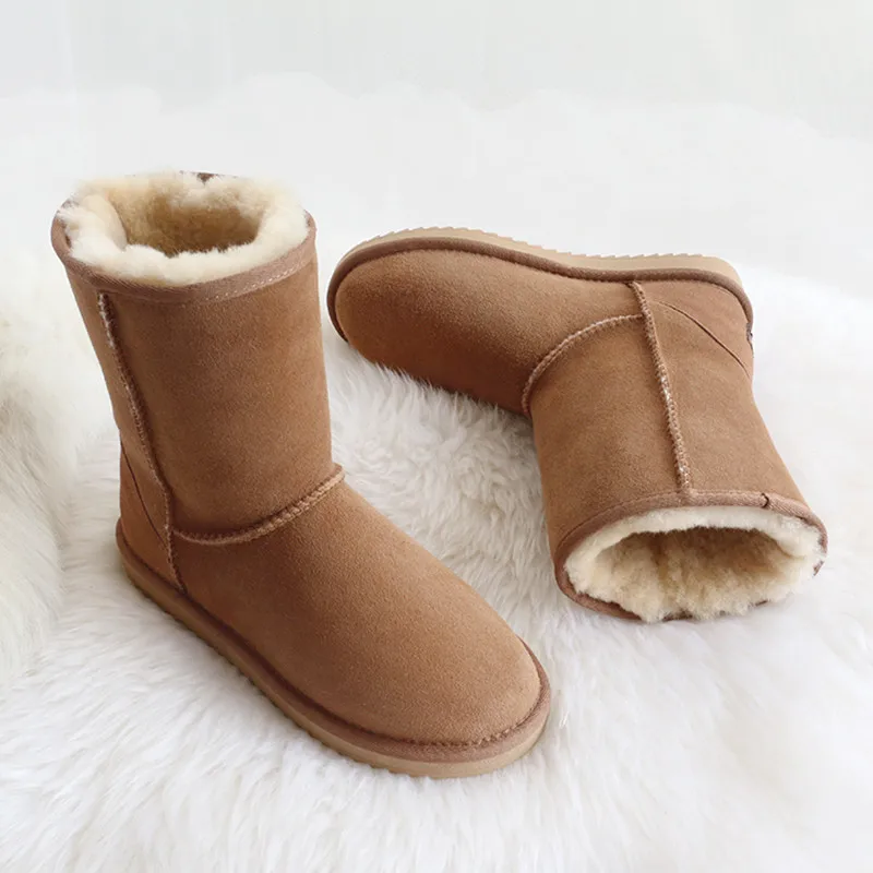 G & Zaco/ Луксозни дамски ботуши на овечьем меху, Класически обувки от естествена овча кожа, Зимни Обувки, кожени вълнена обувки, Дамски Зимни велурени обувки Изображение 4