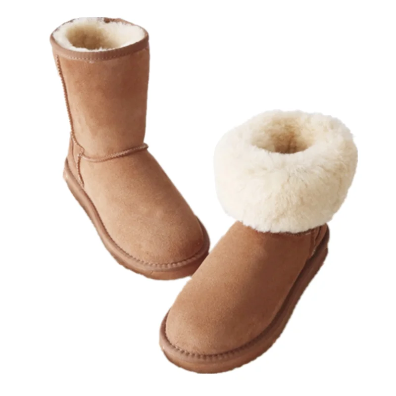 G & Zaco/ Луксозни дамски ботуши на овечьем меху, Класически обувки от естествена овча кожа, Зимни Обувки, кожени вълнена обувки, Дамски Зимни велурени обувки Изображение 5