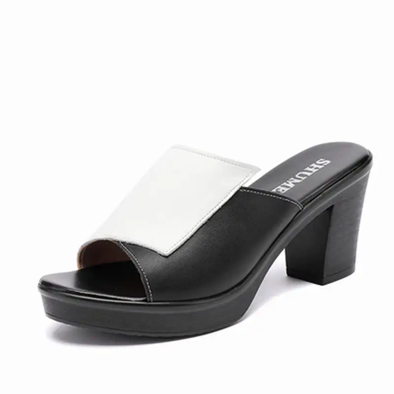GKTINOO/дамски чехли; колекция 2022 г.; Дамски летни чехли; обувки от естествена кожа; Дамски Модни летни обувки на висок ток Изображение 5