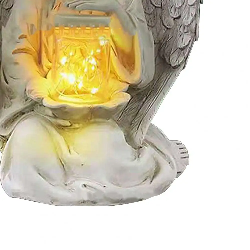 Led Статуята На Ангел-Пазител На Слънчевата Енергия Осветява Смола Античен Бяло Покритие Градински Ангел Момиче Скулптура Начало Декор Изображение 5