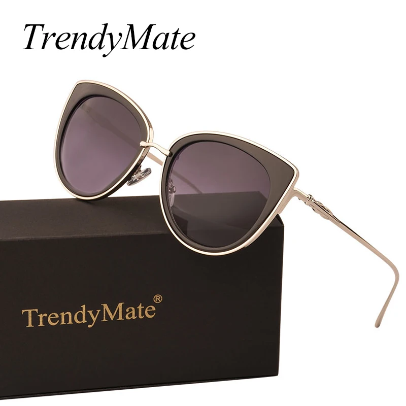 TrendyMate 2021 Сладко Котешко Око Модни Слънчеви Очила за Жени Елитен Марка Огледални Лещи слънчеви очила Óculos De Sol с Калъф 711 Изображение 1
