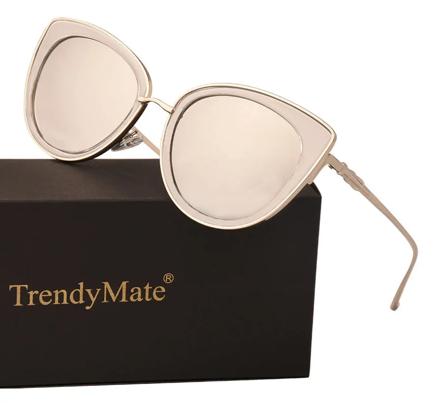 TrendyMate 2021 Сладко Котешко Око Модни Слънчеви Очила за Жени Елитен Марка Огледални Лещи слънчеви очила Óculos De Sol с Калъф 711 Изображение 2