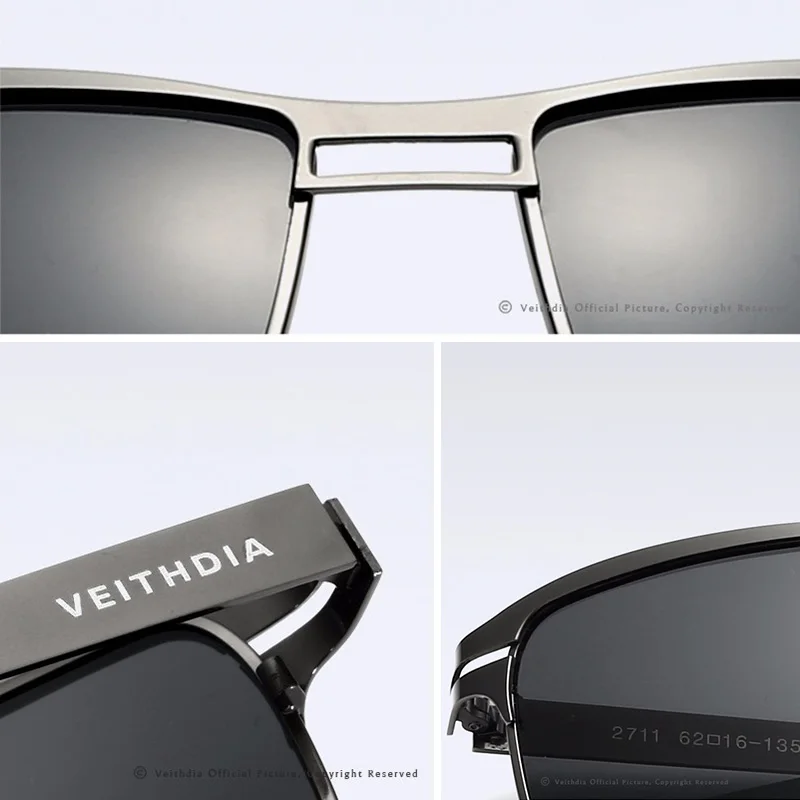 VEITHDIA 2020 Мъжки Слънчеви Очила Polarized UV400 Лещи Слънчеви Очила Правоъгълни Очила От Неръждаема Стомана Аксесоари За Очила За Мъже Изображение 3