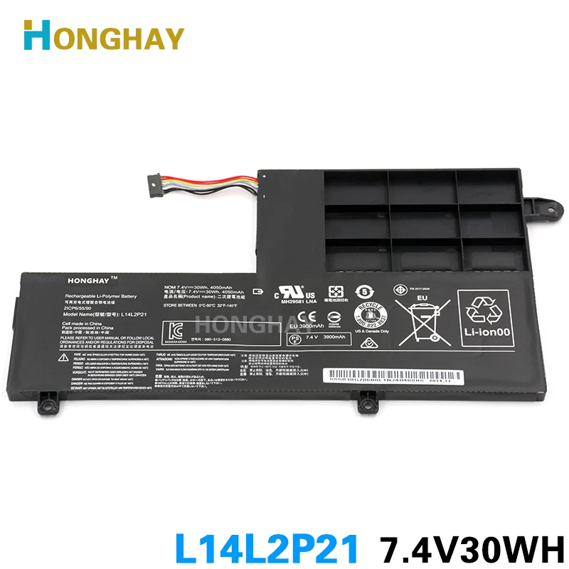 Батерия за лаптоп HONGHAY L14L2P21 за LENOVO Yoga 500-14ISK S41-70 S41-75 S41-70AM-IFI S41-35 L14M2P21 2ICP6/54 /90 Изображение 1