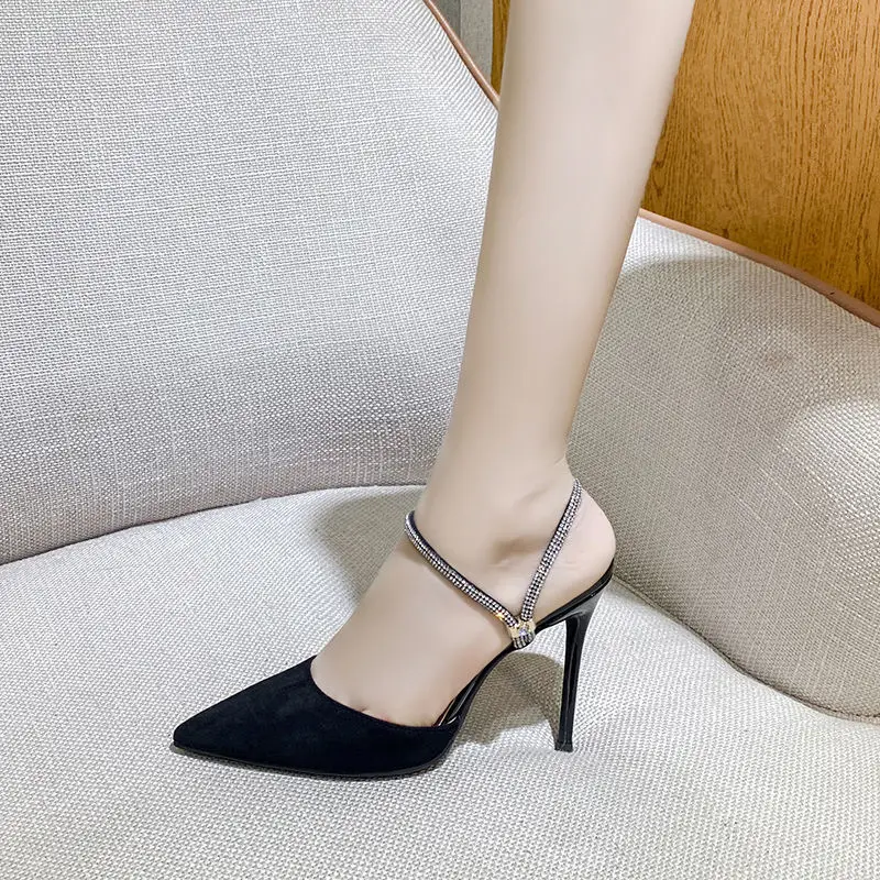 Дамски сандали на висок ток 2022 година, нови пролетно-летни универсални сандали с остри пръсти, пикантни женски сандали и чехли Baotou на тънките токчета Изображение 5