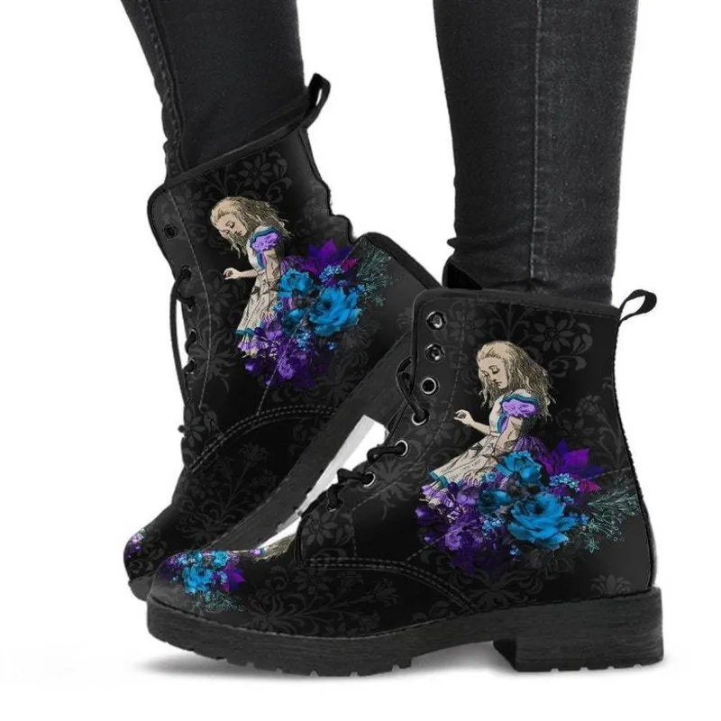 Обувки Martin/ дамски есен-зима обувки 2022 г.; модни дамски обувки с висок берцем в стила на Алиса и цветисти принтом; женски Изображение 1