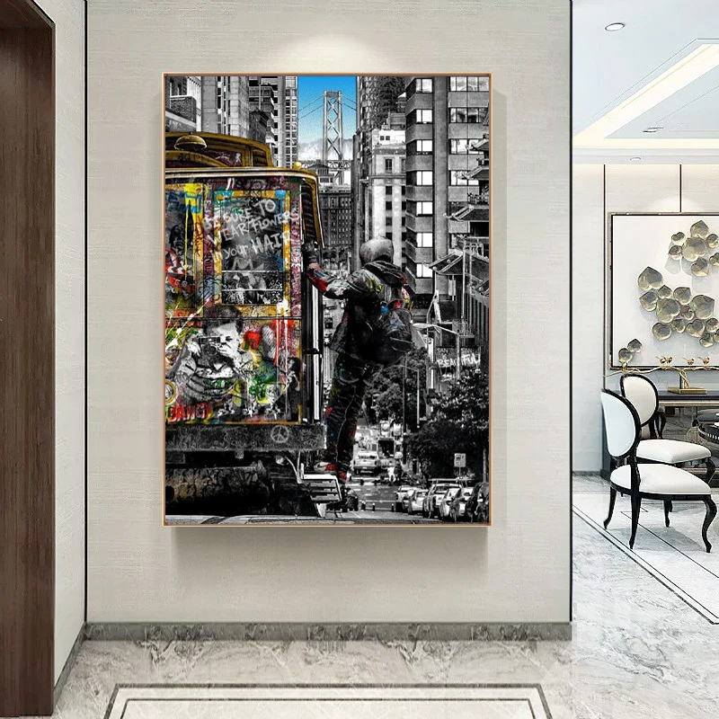 Улично графити Banksy, Статуята на Свободата, Живопис върху Платно, Постери Куадроса и Принт, монтаж на стена изкуство за Всекидневната, Домашен Декор Изображение 3