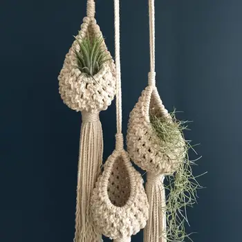 Горещи продажба на 100% ръчна изработка ресни закачалка за растенията цвете/гърне закачалка за декорация на стените на окръжна градина