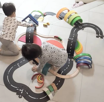 Детски Играчки САМ Автомобилното Движение Пътен Песен Пъзел, Образователна PVC Детска Пътна Строителна Магистрала Играчка Подвижни Автомобили Пътен Песен Подарък