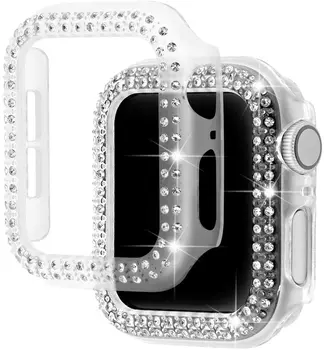 Диамантен Калъф за Apple Watch Cover Series 8 7 6 SE 5 4 3 2 1 38 мм 42 мм Iwatch 7 se 6 5 4 40 мм 44 мм 45 мм 41 мм, Предпазна Броня