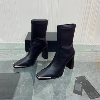 Ежедневни дизайнерски пикантен дамски модни обувки vanna mule; черни кожени къси обувки с кръгло бомбе дантела в ретро стил