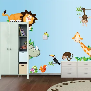 Живеят С Чудесни Животни Стикери за стена за Декорация на Детска Стая Дома си Сам 