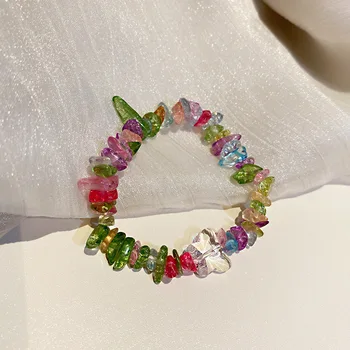 Корейски Прекрасен Нередовен Цветни Каменната Гривна Пеперуда Кристални Мъниста И Гривни За Момичета Летните Бижута Подарък