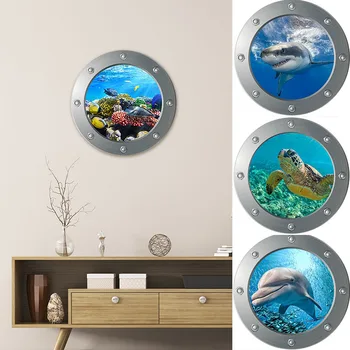 Морски Живот Акула Изкуството на Животни Етикети САМ Риба Подводница Декорация на Дома, 3D Стикери За Стена, PVC Стенни Стикер На Прозореца На Стената Плакати