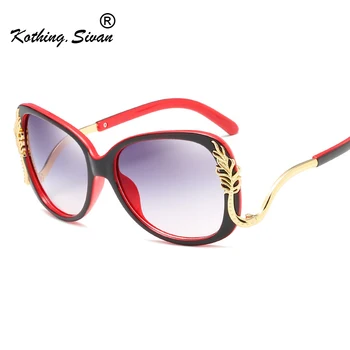 Нова Мода Дамски Поляризирани Слънчеви Очила Известна Дама Марка Дизайнер Червен Черен Наклон Цветове Покритие Огледални Слънчеви Очила с UV400
