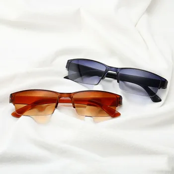 Нови Модни Очила За четене в полукадровой рамка От Свръхлеки Смола, два цвята Дальнозоркие Очила с Диоптриями +1.0 +1.5 +2.0 +2.5 +3.0 +3.5 +4.0