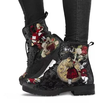 Обувки Martin/ дамски есен-зима обувки 2022 г.; модни дамски обувки с висок берцем в стила на Алиса и цветисти принтом; женски