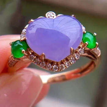 Оригинален дизайн сребърна инкрустация натурален лилаво или сърцето бижута реколта романтични обеци за жени годежни пръстени