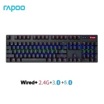 Оригиналната многорежимная безжична клавиатура Rapoo V500PRO 2,4 G/Bluetooth 3,0/Bluetooth 5,0/жичен Механична клавиатура Със смесени цветен осветление