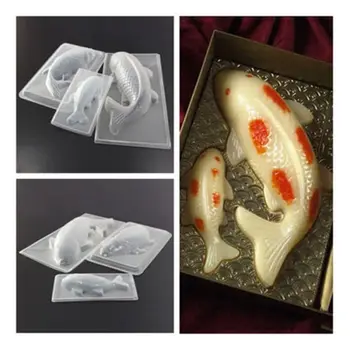 Риба Пластмаса 3D Торта Шоколад Мухъл Желе Ръчно изработени Sugarcraft Мухъл Инструмент За Печене Мус Скърпвам Кубче Лед Свещ Мухъл