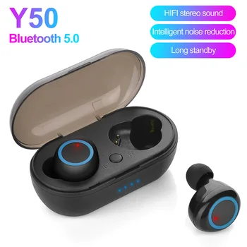 Слушалки y50 TWS Bluetooth 5,0 Безжична bluetooth слушалка Hi-Fi стерео слушалки Слушалки в ушите със Сензорен контрол на xiaomi iphone