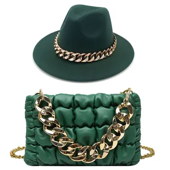Чанта Фетровая шапка оверсайз аксесоари за веригата модни (чанта + шапка) унисекс шапка 2021 най-новият комплект от две части за веригата капачка дамски