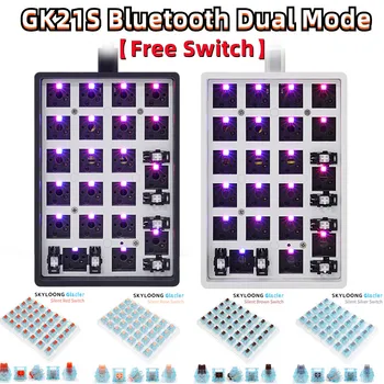 【Безплатен ключ Glacier】 GK21S с възможност за гореща замяна BlueTooth Двухрежимная печатна платка за Поръчка На Механична Клавиатура-Numpad Комплект RGB Светодиоди Тип C USB Порт